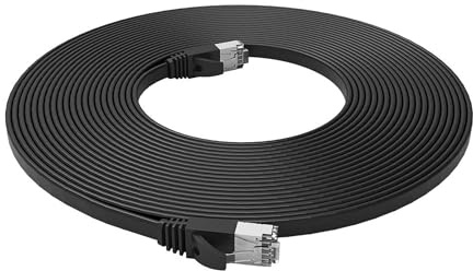 PNI Cable de red plano S/STP CAT7 U7050B, 2 x RJ45, 4 pares de cables, 32AWG, cobre, 10 Gbps, 600 MHz, 5 m, negro