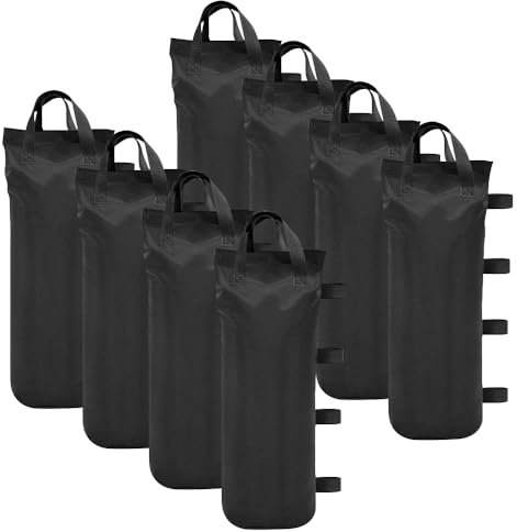Poids pour Tonnelle, 8PCS Poids pavillon Sac de Sable, Sac Lestage, Pavillon Oxford Imperméable pour Toute Tente Pop-up D'extérieur,Chapiteau,Parasol de Patio,Parasol (20 x 50 cm, Noir)