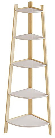 Elegante scaffale angolare grigio a scaletta organizer per ufficio soggiorno a 5 ripiani da parete libreria da esposizione scaffale