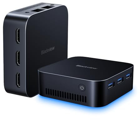 Blackview MP80 W-11 Pro Mini PC Intel 12th Gen N97 (Beats N150, up to 3.60 GHz), 16GB DDR5 RAM (High-End Tech, 35% Beyond DDR4) 512GB Mini Computer, Dual LAN, 3*HDMI 4K, WiFi 2.4/5G for Office/Home