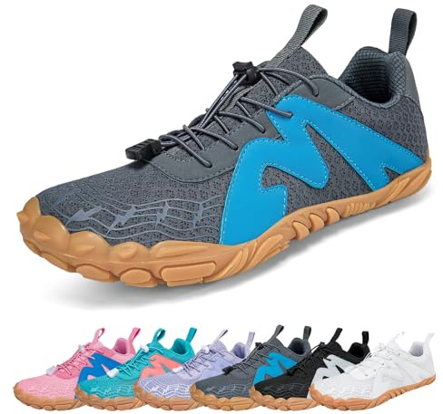 AONEGOLD Herr dam barefoot skor minimalistiska skor barfota halkfria skor för fitness lättviktsspår sko Gr36-47, A83 grå, 38 EU