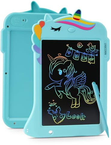 Unicorn Toys LCD Writing Tablet for Girls Kids,Colorful Toddler Drawing Tablet for Educational Baby Girl, Doodle Board Pad Toy for 3 4 5 6-12 Years Old Kid Birthday Party School, 8.6 Inch Blue