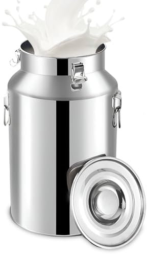 AIZYR Secchio per Il Latte Bidone per Il Latte in Acciaio Inox, Contenitori per Il Trasporto Brocca per Il Latte con Coperchio Sigillato, Contenitore Ermetico per Latte, Vino, Olio E Cereali,28L