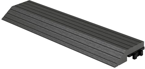 ML-Design Perfil Angular de WPC Antracita 30x2x7,5 cm Borde de Remate para Baldosas de Terraza Aspecto Estriado de Madera con Drenaje y Sistema de Clic, Revestimiento de Suelo