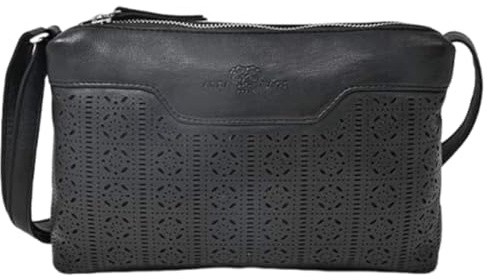 Laura Valle Bandolera Pequeña Mujer de Piel BELMA – Bolso Bandolera Mujer con Diseño Elegante y Filigrana Artesanal | Bolsos de Piel Autentica Ideal para el Día a Día con Estilo (Negro)