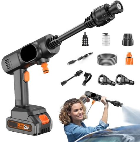 WJnflQN Hidrolimpiadora Sin Cable - Lanza De Alta Presión Sin Cable,Accesorio Limpiador Portátil De Mano para Limpieza Exterior De Casa Coche Patio Entrada Terraza