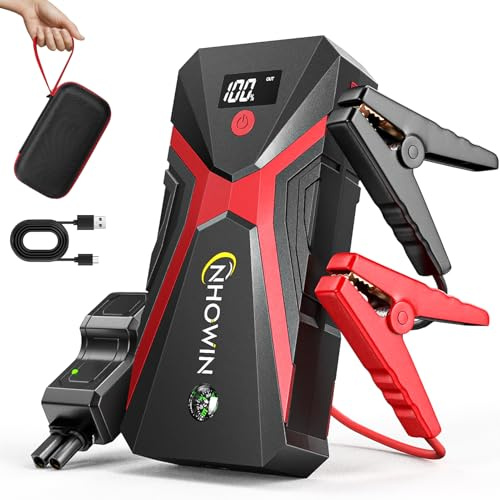 4000A Starthilfe Powerbank für Pkw 12V, 20000mAh Auto-Starthilfe mit LED | 4-in-1 Gerät: Starthilfe, 20000mAh Powerbank, LED-Taschenlampe mit 3 Modi und Kompass für Reisen und Notfälle.