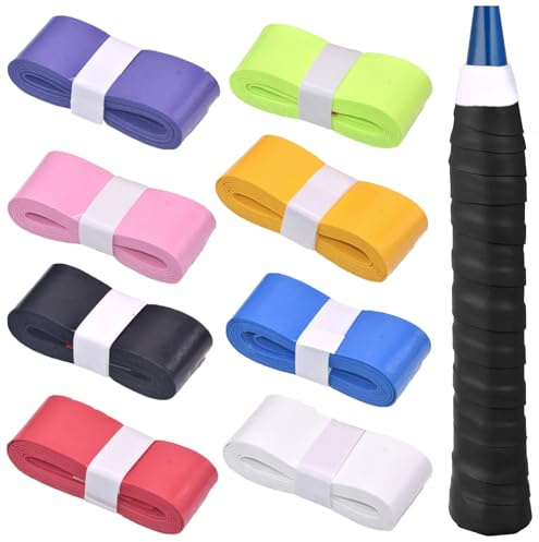 Funngy Badminton Griffband,8 PCS Griffband für Tennisschläger Badminton Squash & Padel Schläger Selbstklebendes Anti-Rutsch Griffband Super Saugfähig Mehrfarbige Griffbänder für Sportschläger