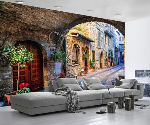 Papel Pintado Pared 3D La Ciudad De Ladrillo Es Retro Fotomurales 3D Papel Tapiz Moderno Murales Dormitorio -ZX05357-200x140cm