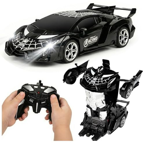 YEJUAWEN Remote Control car Toy, Suitable for Boys and Girls Aged 3-12, 2.4GHz Transforming Robot car Supports Gesture Sensing and 360° Rotation EN02 (Black)