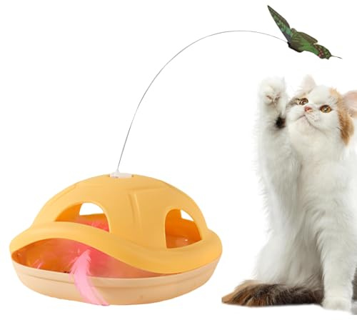 Duroecsain Katzenspielzeug Interaktiv | Anregendes Katzenspielzeug - Batteriebetriebene Katzenangel Mit Beweglichem Schmetterling Für Katzentraining Und Jagdsimulation