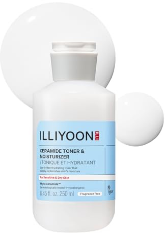 ILLIYOON Ceramide ATO Milky Facial Toner (250ml/ 8.45 Fl. Oz.), Lightweight Milky Essence, 2-in-1 Deep Hydration & Barrier Support for Sensitive Dry Skin, Gentle & Fragrance-Free, Korean Skincare