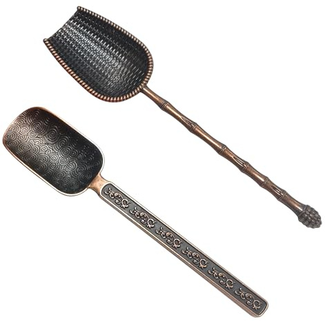 2PCS Decorative Vintage Metal Teaspoons, Practical Everyday Design | Retro Alloy Tea Spoon Set for Loose Leaf, Measuring Spoon Tools Accessories, Teascoop Holder for Tea Leaves, Stylish Spoons.