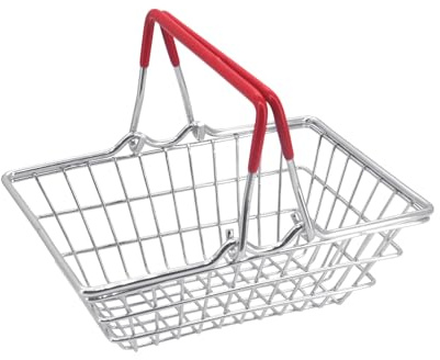Yuhtech Mini shoppingkorg, handhållen förvaringskorg, mini matkorg, bärbar matförvaring för simulerade shoppingleksaker, förvaring och dekoration