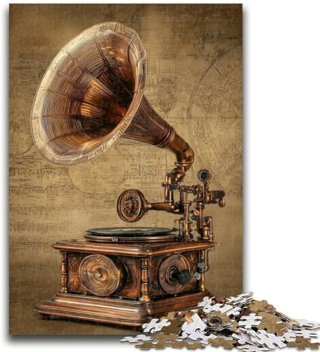 Puzzles for Adults Teens 1000 Pieces Retro Gramophone 1000 Pieces for Adults,Learning Educational Toys Family Games Unique Birthday And Gifts (38x26cm)