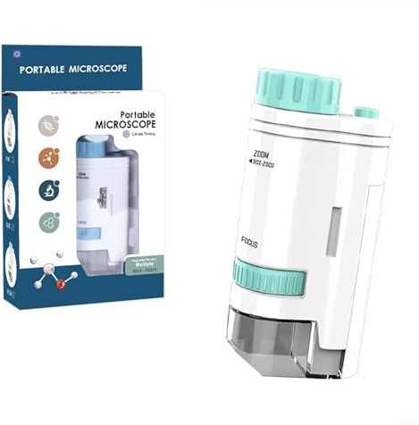 Microscopio portatile per bambini con zoom 200x, sorgente luminosa a LED, connessione al telefono cellulare e obiettivo a messa a fuoco rapida per esplorazione dettagliata (G)