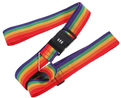 TOYANDONA Cinghia per Valigia con Password e Legatura Rinforzata Cintura Bagagli Arcobaleno Resistente per Viaggi Sicuri e Facile Identificazione