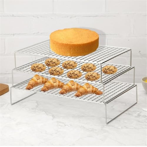 Cooling Racks, 3-Tiers Stackable Cooling Racks Stainless Steel Baking, Tray For Oven Pizza Bread Three-Tier Cake Cooling Rack