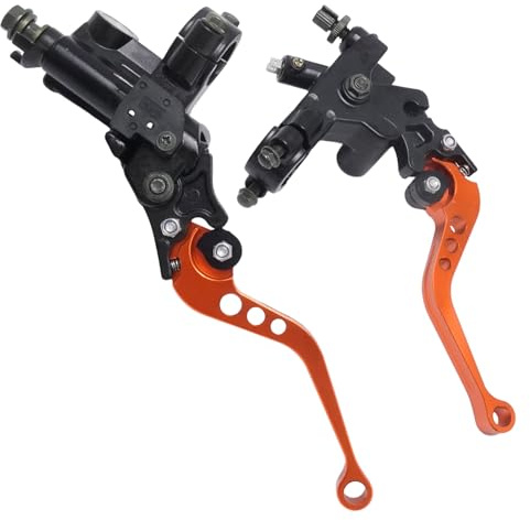 MospdyGear Modification Motorcycle 7/8 22mm Brake Lever and Clutch Hydraulic Pair Left and Right Metal Tank Suitable for Most Motorcycles (Orange)