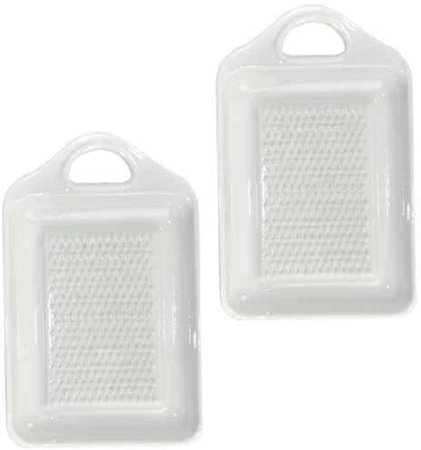 Generico Set 2 Pezzi Spremiaglio e Trita Aglio in Ceramica Bianca, Schiacciatore Multiuso per Aglio, Spezie e Verdure, Accessori Cucina Facili da Pulire e Lavabili in Lavastoviglie,