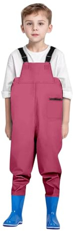 Wathose Kiinder Wathose für Jungen Mädchen Anglerhose mit Verstellbarer Schultergurt Outdoor Kinderrutschfest Bootfoot Gummi Watstiefel für Kiinder Jungen Mädchen (13-14 Years)
