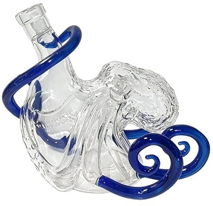 Rum Edition Glass 3D Octopus Bottle | 350ml 3D Sculpted Octopus Collector's Edition Bottle | Deep Sea Nautical Art Glass Decanter | Display Holder Aesthetic Decor for Wine Whiskey Liquor Soda