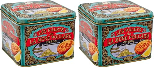 La Mère Poulard, galletas tipo palets de mantequilla y limón, gruesas y crujientes - Lata de 500g (Paquete de 2)