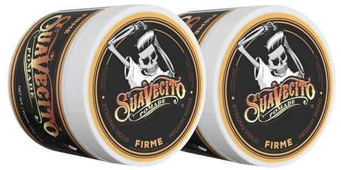Suavecito Pomade Firme (Strong) Hold 4 oz, 2 Pack - Strong Hold Hair Pomade For Men - Medium Shine Water Based Wax Like Flake Free Hair Gel - Easy To Wash Out - All Day Hold For All Hair Styles