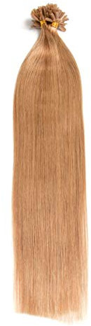 Dunkelblonde Keratin Bonding Extensions 100% Remy Echthaar Human Hair - 200x 1g 45cm Glatte Strähnen - Lange Haare mit Keratin Bondings U-Tip Haarverlängerung Haarverdichtung-Farbe:#18 Dunkelblond
