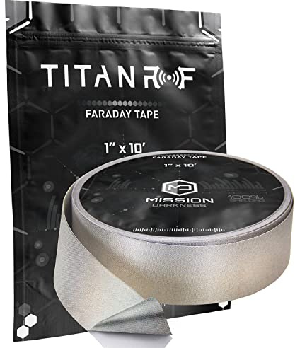 Mission Darkness TitanRF Faraday Tape // 1in W x 10ft L (2.54cm x 3.05m) High-Shielding Conductive Adhesive Tape Roll Used to Connect TitanRF Fabric Sheets or Seal RF Enclosures