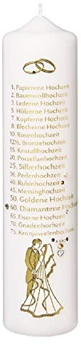 Hochzeitskerzen Hochzeitstage 25 x 6 cm - Kerze - Weiß - Unparfümiert - Hochzeit