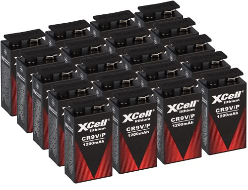 Lote de 20 pilas de litio (9 V, 1200 mAh, bloque de 9 V, U9 VL, CR-9 V, 6LR61)