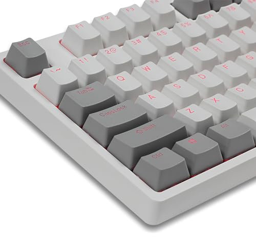 Happy Balls PBT Keycaps Backlit Doubleshot Keycap Set OEM Profile Translucent Cherry MX Key Caps for 104/87/61/108 MX Switches Mechanical Keyboard(Gray White Combo)