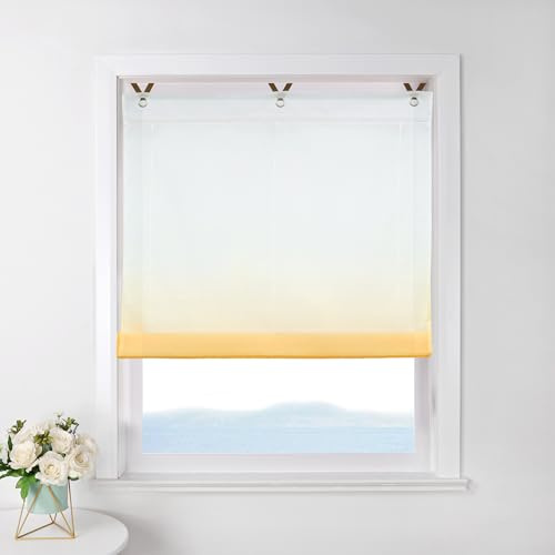 ESLIR Roman Blind No Drilling Required Transparent with Eyelets Colour Gradient Curtains with Hooks Eyelet Roller Blind Modern Curtains Orange W x H 80 x 130 cm 1 Piece