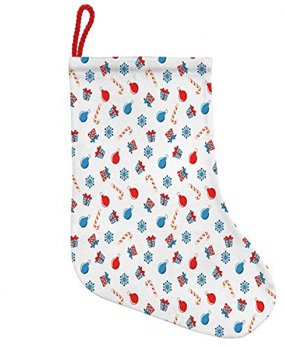ABAKUHAUS Weihnachten Hängende Nikolausstiefel Weihnachtssocken, Noels Presents, Weihnachtsstrumpf zum Aufhängen, 35x50cm, Scarlet Blau Beige