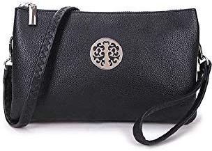 Long & Son Women's Medium Clutch, Wristlet, Shoulder,Cross-Body Bags 23321 (Black)