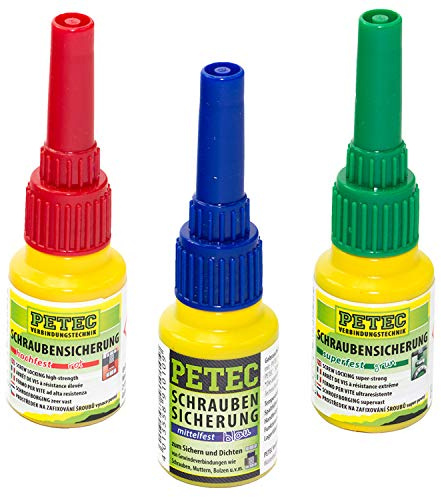 PETEC Kleber SCHRAUBENSICHERUNG MITTELFEST + HOCHFEST + SUPERFEST 10g FLASCHE