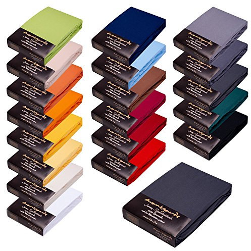 AVANTGARDE SPANNBETTLAKEN 140x200cm - 160x220 cm - auch für Boxspringbett & Wasserbett Premium Spannbetttuch 100% Baumwolle Jersey - ca.170g/m²- hoher Steg - ÖKO TEX (18 Anthrazit)