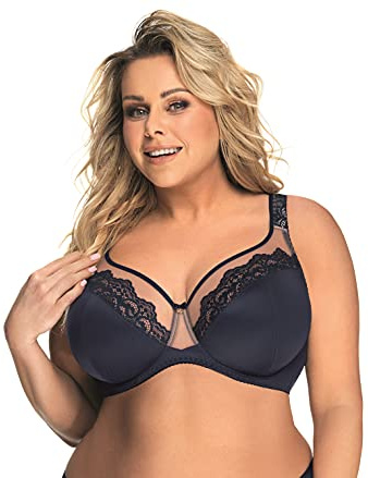 Selente My Secret K441 Reggiseno Donna a Coppa Morbida Curvy/Taglie Forti Coppe D-K con Salva bucato Incluso, Blu, IT 7D (EU 100D)