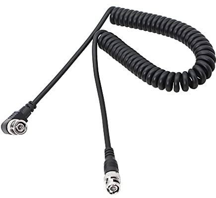 YACSEJAO BNC Cable 3G/HD SDI Coiled Cable BNC to Right Angle BNC Extension Connector Adapter for Video Security Camera CCTV Systems, Oscilloscope（Can Extend Up to 2M/6.6FT）