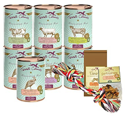 Terra Canis Kennenlernpaket Getreidefrei Nassfutter für Hunde, 7x400g | 100% Lebensmittelqualität aller Rohstoffe, ideal zum Kennenlernen, abwechslungsreiche Menü-Auswahl