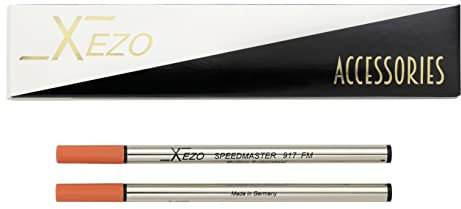Xezo 917 FM Standard Rollerball Pen Tintennachfüllungen, schwarze Tinte. Mittlere Strichstärke. Packung mit 2