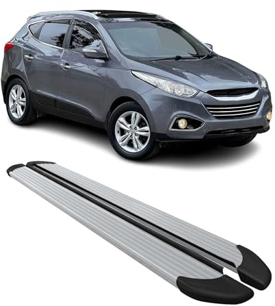 OMAC Seitenschweller Trittbretter Schweller kompatibel mit Hyundai ix35 2009-2016 Aluminium Grau