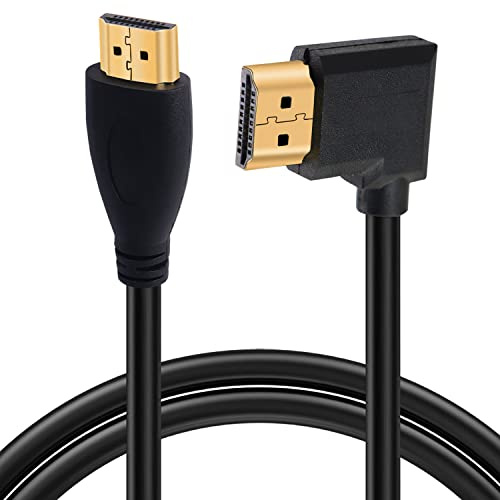 GELRHONR Câble HDTV 4K 1.4, câble HDTV mâle vers mâle à angle droit 4K @ 30 Hz, connecteur plaqué or, prise en charge ARC, 3D, Ethernet, pour TV HD, Laptop, PC, projecteur - Noir (1 m) (droit/gauche)