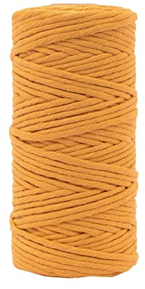 Vaessen Creative Makramee Garn Ockergelb, 3mm x 100 m, 100% Baumwolle, in Verschiedenen Farben Verfügbar, DIY, Basteln von Dekoration Wie Blumenampel, Wandbehang, Windlicht, Traumfänger