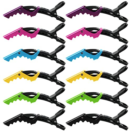 Karjiaja 12 PCS Crocodile Hair Clips Barrette, Professional Styling Hair Clips Barrettes Crocodile Hair Hairdressing Clip Alligator Hairclip Hair Styling Separating Clips Plastic Hair Barrettes