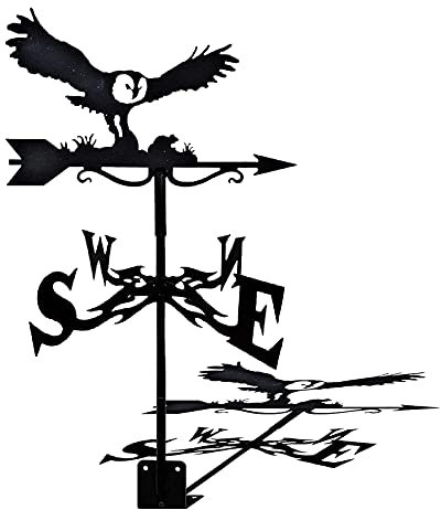 CAZARU Wetterfahne aus Metall mit Wetterhahn zur Dachmontage, Windrichtungsanzeiger, Retro-Wetterfahne, Garten, kreative Windfahne, Edelstahl, für Bauernhof, Heimdekoration, Geschenk