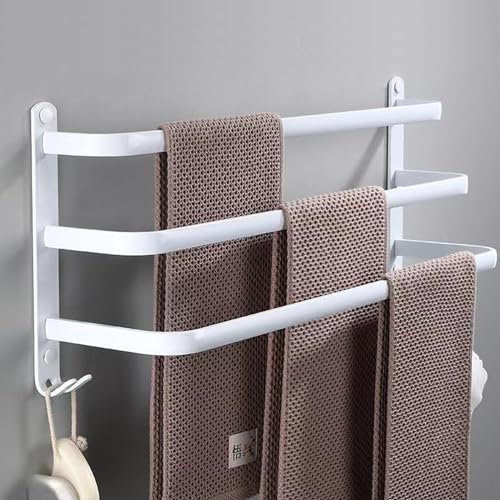 Juego de Accesorios para baño de 60cm White, Toalleros de Baño Sin Taladro, 60CM Accesorios Baño Toalleros de Baño, Toallero Adhesivo Baño Accesorios Baño Sin Taladro, Toallero Baño Blanco
