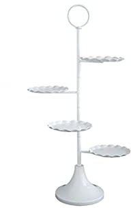 OQHAIR Soporte para Tartas, Soporte para Tartas, Bandeja para Mesa de Postres de Boda, Accesorios para decoración de té de la Tarde, Soporte para Frutas, Borde Ondulado Blanco, Adecuado p