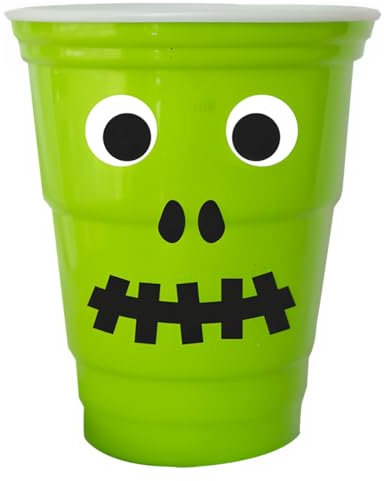 Horror-Shop Grüner Zombie Monster Becher mit Wackelaugen für Halloween